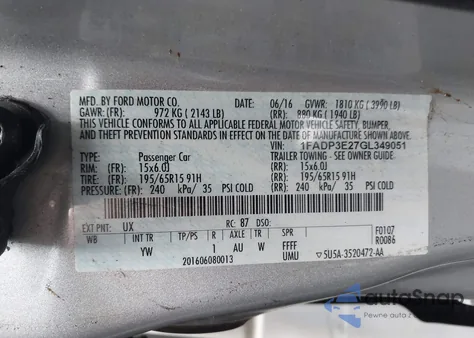 2016 Ford Focus S from USA, damaged, VIN 1FADP3E27GL349051